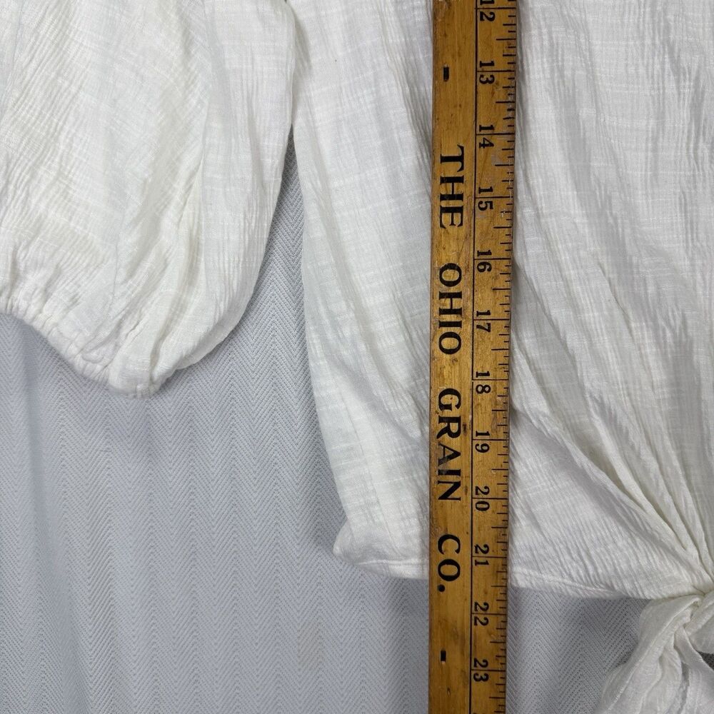 NEW White Tie Front Top Max Studio Small Cottagecore Boho Crochet Lace‎ Gauze - Picture 10 of 10